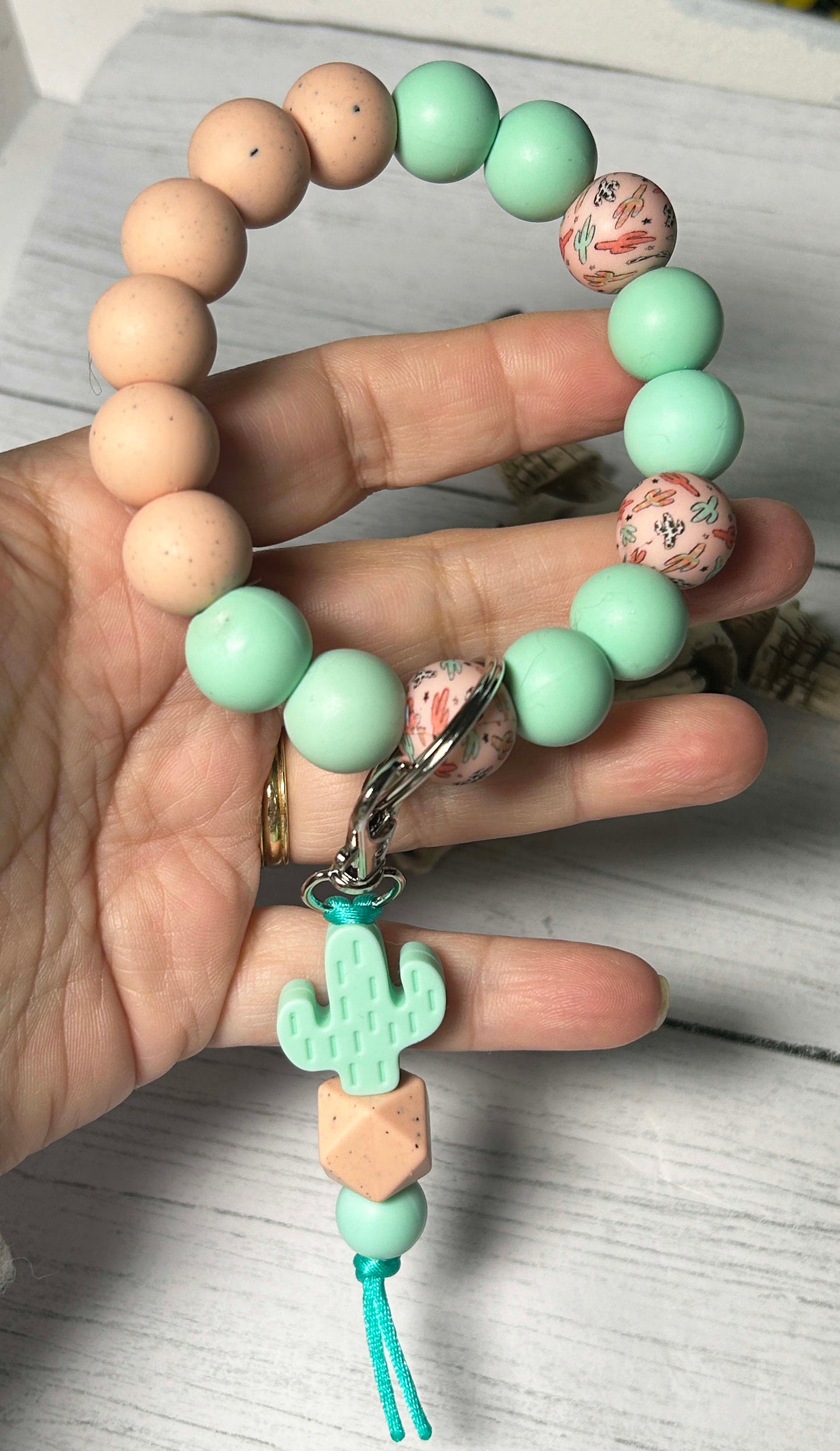 Boho Cactus Wristlet Keyring