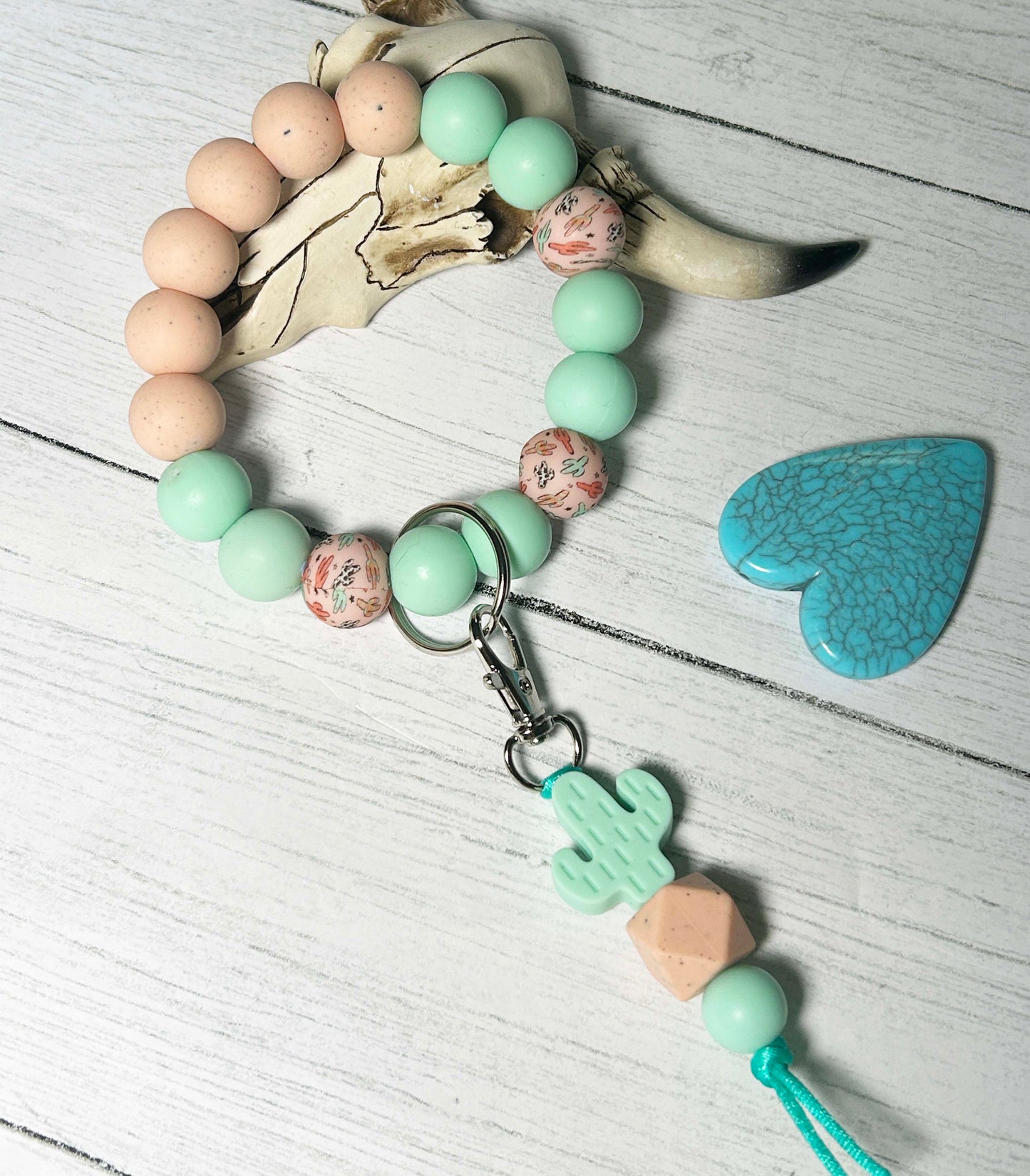Boho Cactus Wristlet Keyring